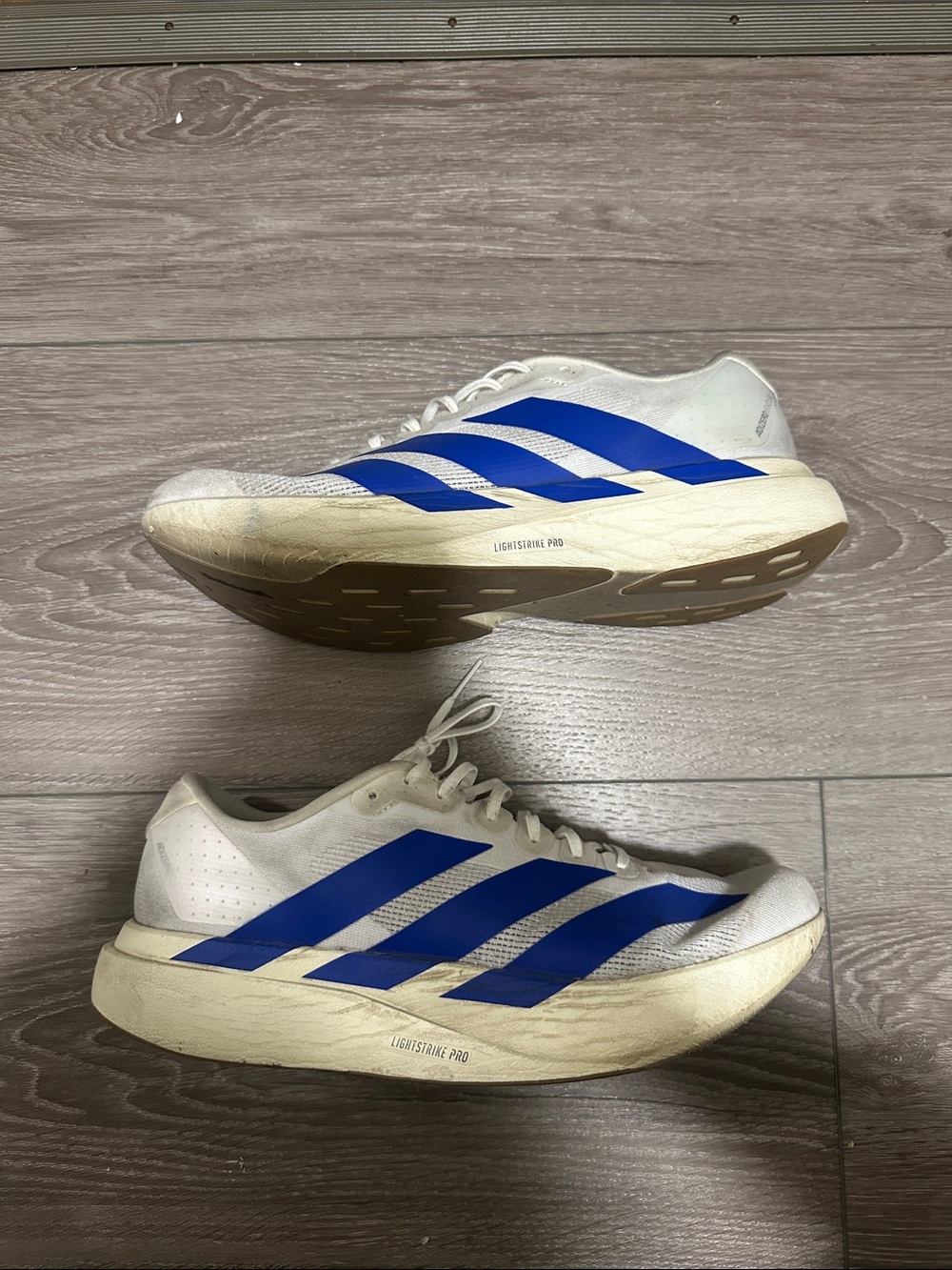 adidas White and Blue Men's Lightstrike Pro Running Shoes